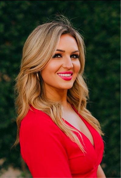 Woman in red dress